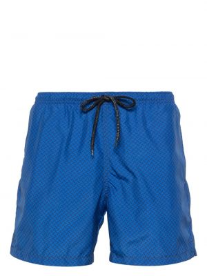 Pantaloni scurți cu imagine cu imprimeu geometric Drumohr albastru