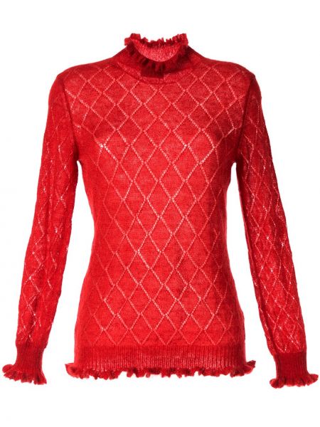 Аргайл пуловер бродиран Undercover червено