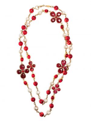 Collier avec perles Chanel Pre-owned rouge