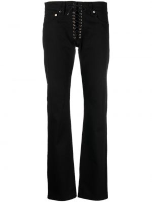 Čipkované šnurovacie džínsy s rovným strihom Ludovic De Saint Sernin čierna