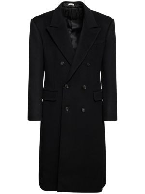 Kašmírový přiléhavý kabát relaxed fit Alexander Mcqueen černý