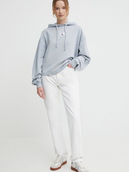 Dżinsy o regularnym kroju z wysoką talią Calvin Klein Jeans białe