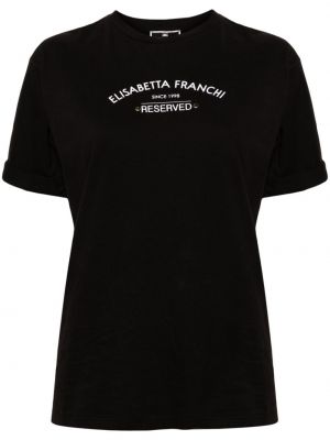 T-shirt en coton à imprimé Elisabetta Franchi noir