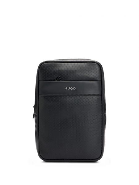 Δερμάτινη τσάντα ώμου Hugo μαύρο