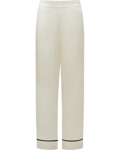 Jedwabne satynowe spodnie Asceno białe
