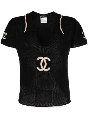 Τοπ κασμίρ με σχέδιο Chanel Pre-owned μαύρο