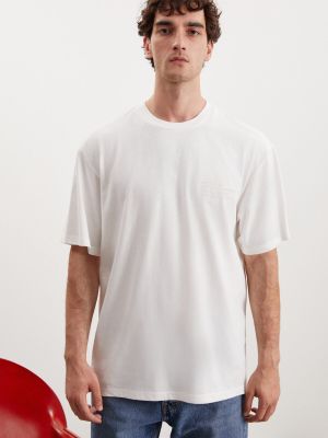 Raštuota medvilninė marškiniai oversize Grimelange balta