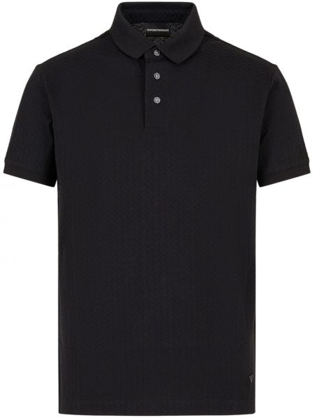 Памучна поло тениска бродирана Emporio Armani черно
