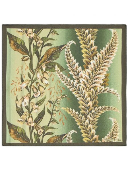 Svilena kravata s cvetličnim vzorcem s potiskom Etro zelena