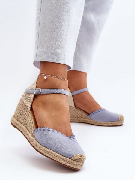 Pletene sandale od brušene kože Kesi plava