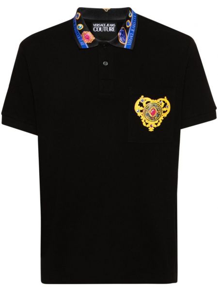 Polo krekls ar sirsniņām Versace Jeans Couture melns