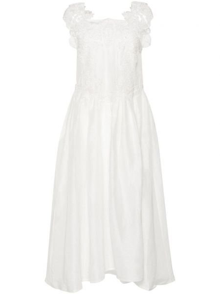 Φουσκωμένο φόρεμα με δαντέλα Maurizio Mykonos λευκό