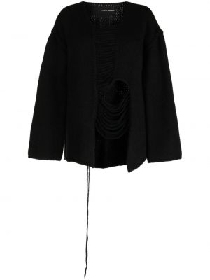Oversize пуловер с протрити краища Isabel Benenato черно