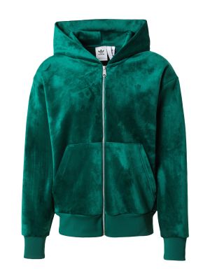Džemperis su užtrauktuku velvetinis Adidas Originals žalia