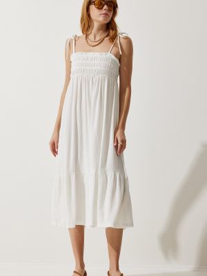Πλεκτή φόρεμα Happiness İstanbul λευκό