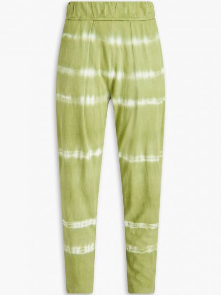 Укороченные зауженные брюки из хлопкового джерси со складками, окрашенного в технике тай-дай Raquel Allegra, Leaf green