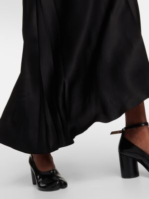 Asymetrická saténová džínsová sukňa Mm6 Maison Margiela čierna