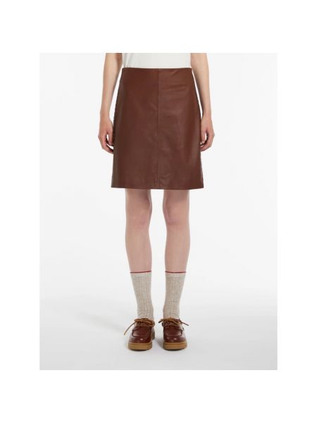 Falda de cuero Max Mara marrón