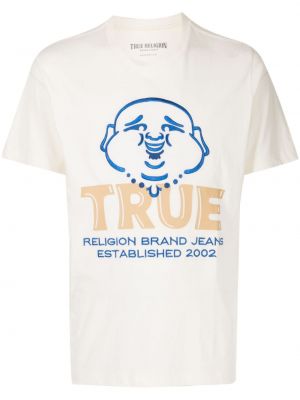 Bombažna majica s potiskom True Religion bela