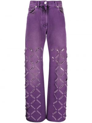 Blugi drepți rupți Versace violet