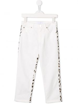 Leopard trykt jeans for jenter Roberto Cavalli Junior hvit