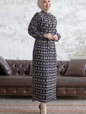 Sukienka szyfonowa w grochy plisowana Instyle czarna