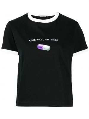 Raštuotas medvilninis marškinėliai Ground Zero juoda