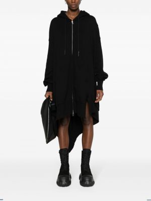 Midi šaty na zip s kapucí Yohji Yamamoto černé