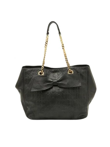 Leder shopper handtasche Carolina Herrera Pre-owned schwarz