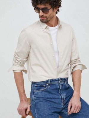 Koszula slim fit Calvin Klein beżowa