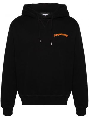 Pamučna hoodie s kapuljačom s printom Dsquared2 crna