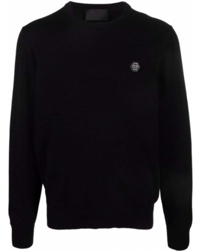 Пуловер с кръгло деколте Philipp Plein черно