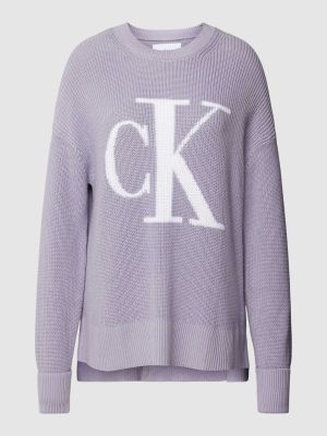 Dzianinowy sweter Calvin Klein Jeans fioletowy