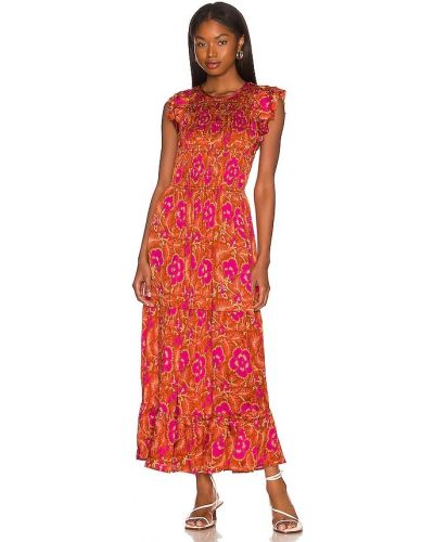 Платье в цветочный принт Cleobella, оранжевое