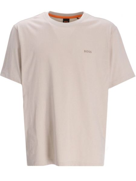 Βαμβακερή μπλούζα με σχέδιο Boss μπεζ