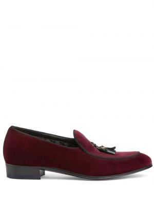 Pantofi loafer de catifea Gucci roșu