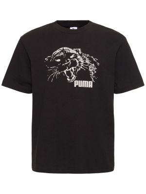 T-shirt en coton à imprimé Puma noir