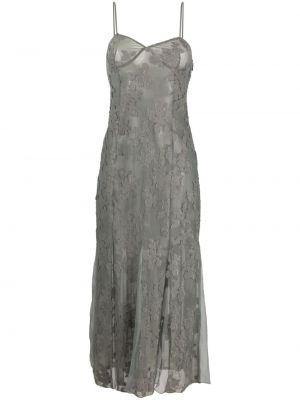 Transparentes geblümtes woll abendkleid Paloma Wool grau