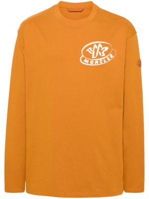 Raštuotas medvilninis džemperis Moncler oranžinė