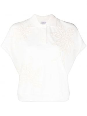 Siuvinėtas polo marškinėliai Brunello Cucinelli balta