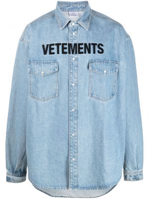 Camicia jeans con stampa oversize Vetements blu