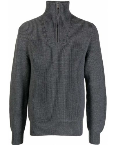 Вълнен пуловер с цип Officine Generale сиво
