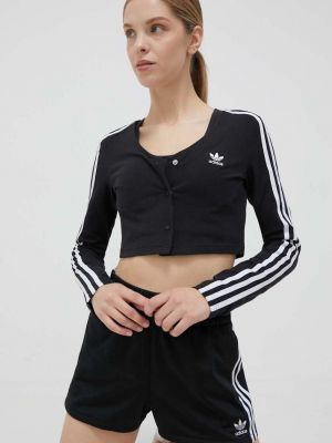 Tricou cu mânecă lungă cu nasturi cu mâneci lungi Adidas Originals negru