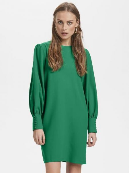 Rovné šaty s dlhými rukávmi Ichi zelená
