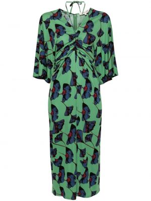 Kvetinové midi šaty s potlačou Dvf Diane Von Furstenberg zelená