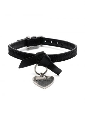 Bracelet en cuir de motif coeur Acne Studios noir