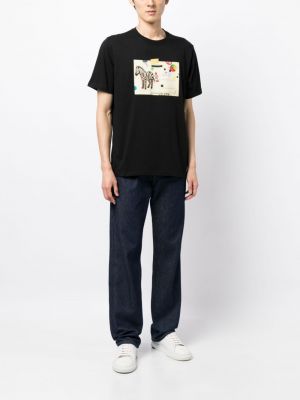 Kokvilnas t-krekls ar apdruku ar zebras rakstu Ps Paul Smith melns