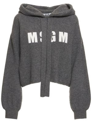 Hoodie en laine en tricot Msgm gris