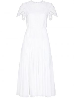 Vestido con bordado plisado Valentino blanco