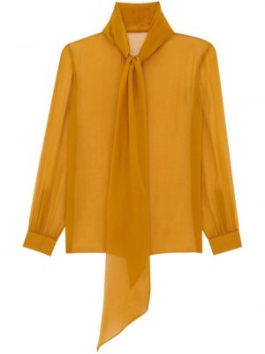Svilena košulja s mašnom Saint Laurent žuta